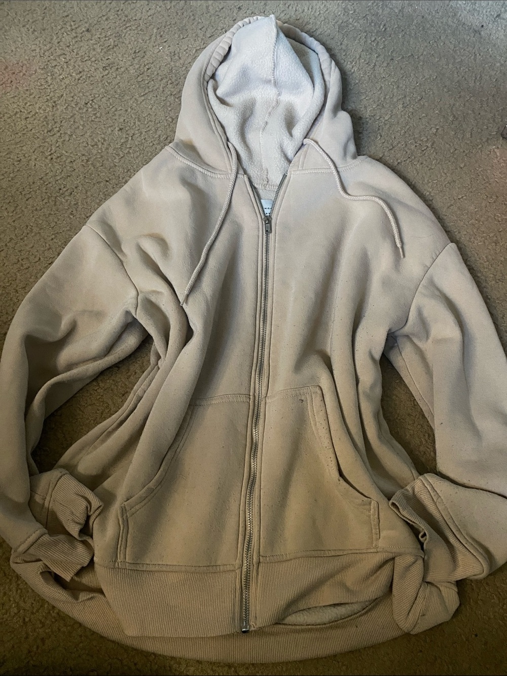 Women's Full-Zip Hoodie Jacket in Light Beige